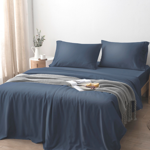 100% Bamboo Lyocell Quilt Cover Set - Midnight Blue
