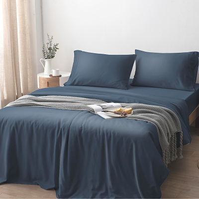 100% Bamboo Lyocell Bed Sheet Set - Midnight Blue