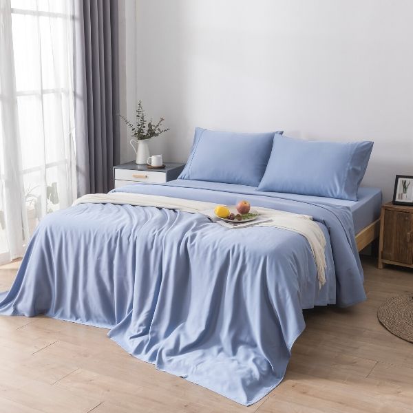 100% Bamboo Quilt Cover Set - Stone Blue